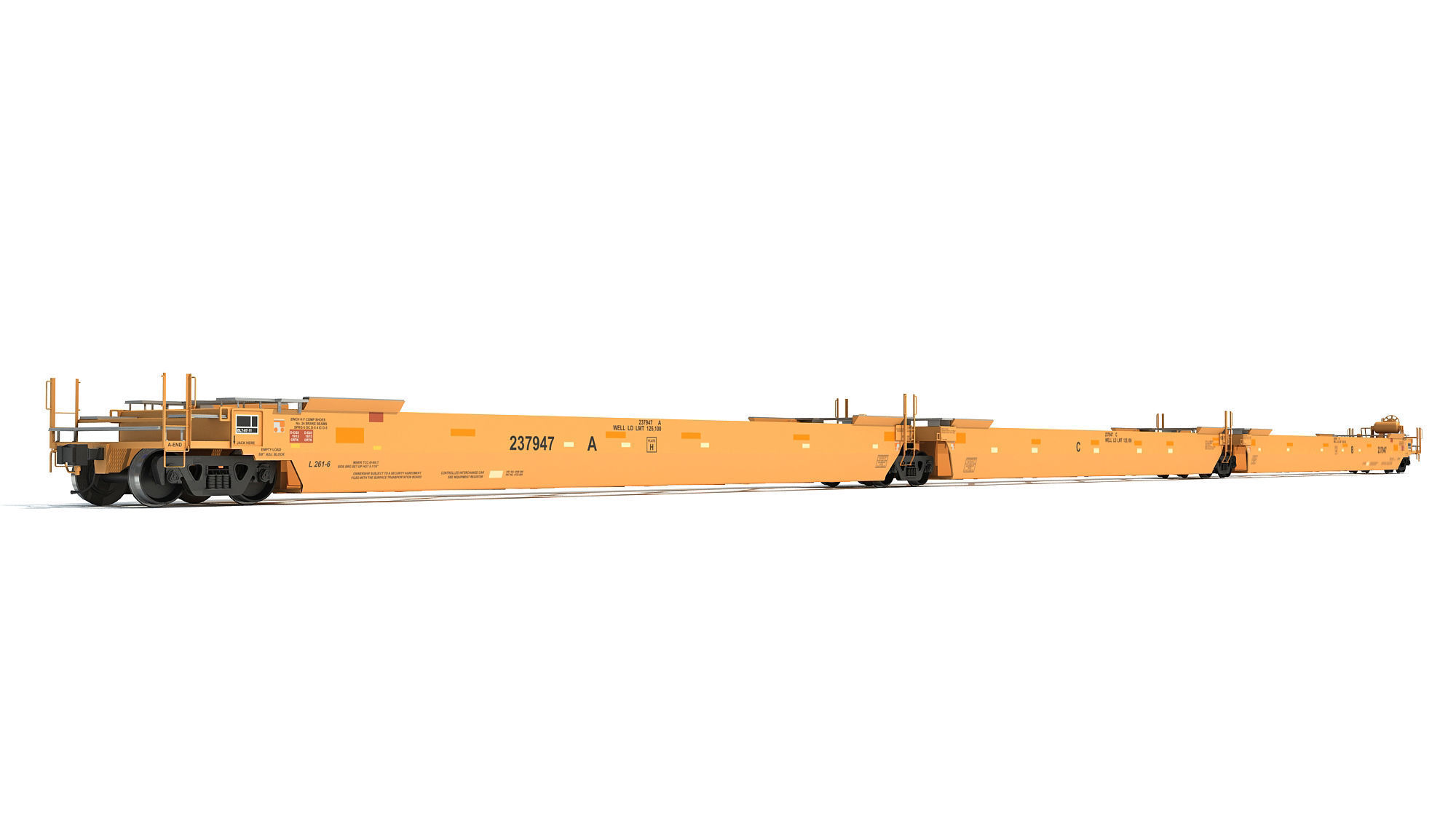 Railroad Double Stack Cars 3D model_5