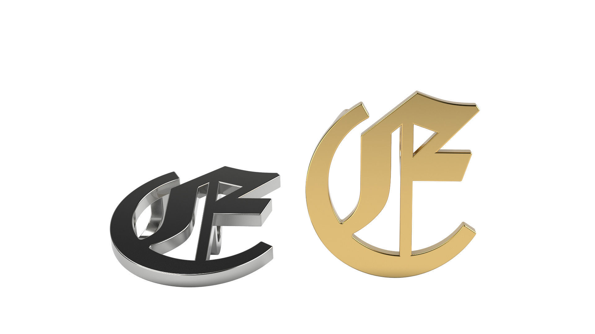 Old English E stone and solid 3D print model_3