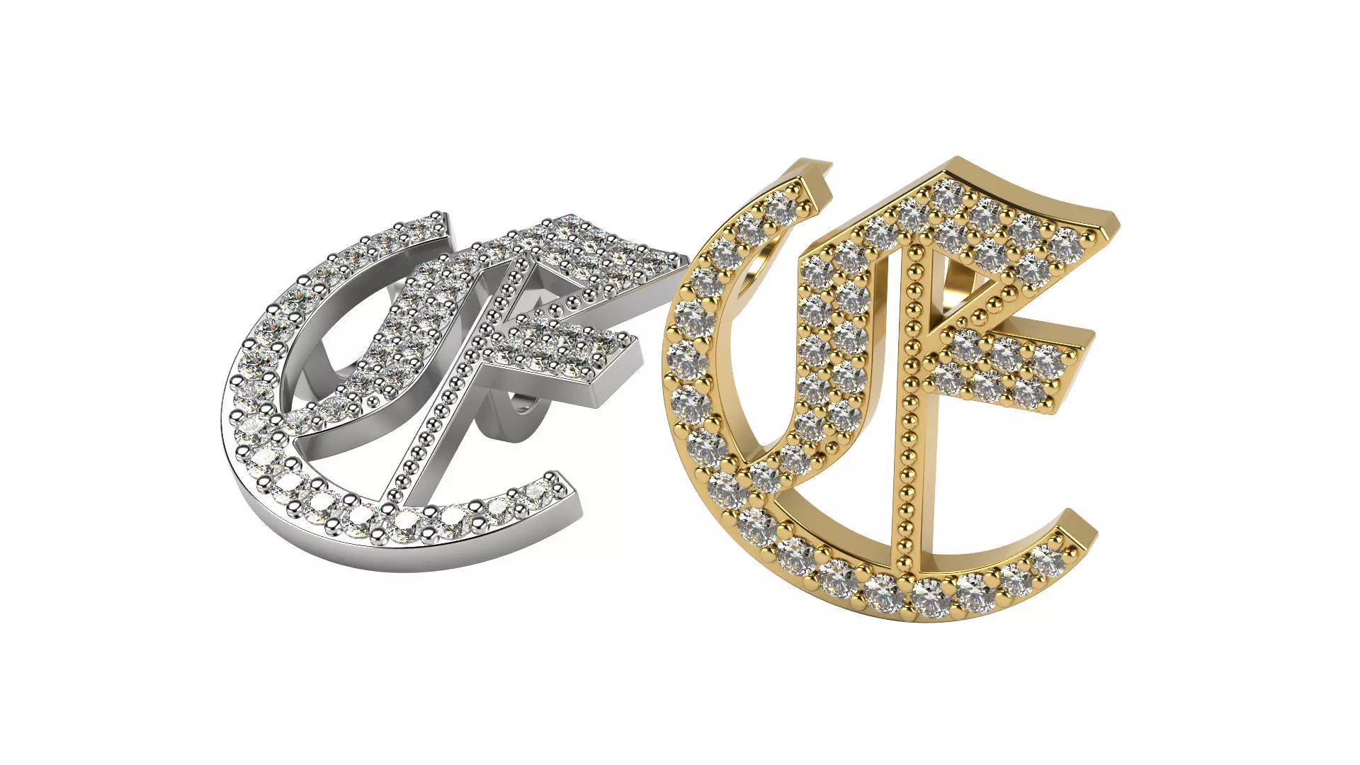 Old English E stone and solid 3D print model_0