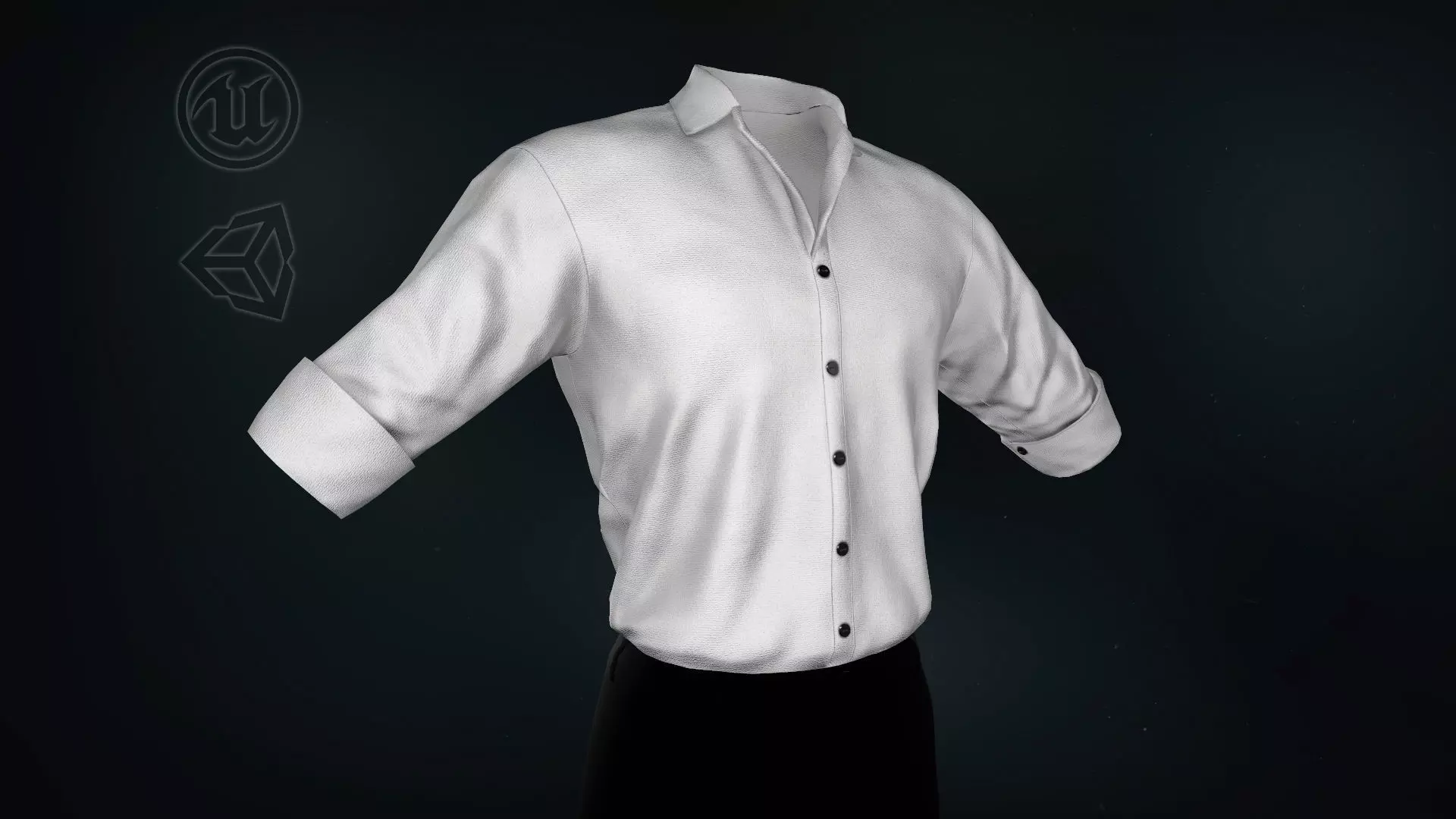 White Suit Shirt Rolled Sleeve Low-poly 3D model