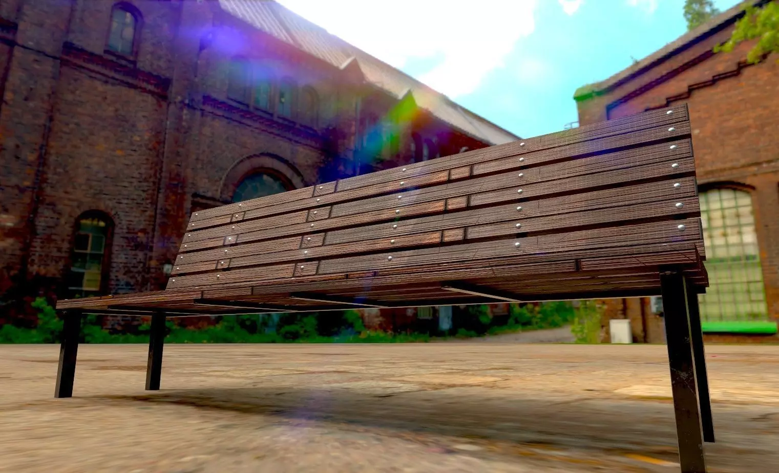 Wooden Bench Low-poly 3D model