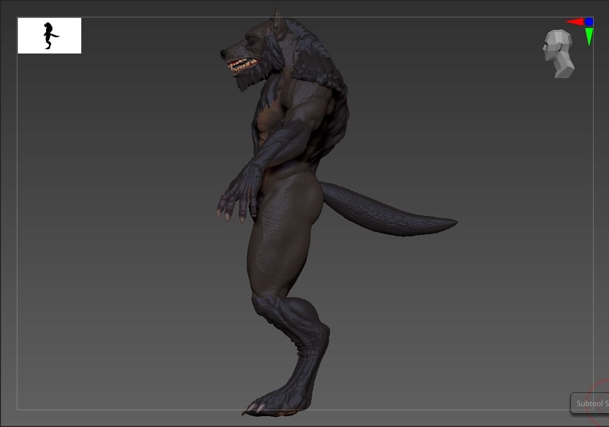Werewolf high poly model wolf 3D model_2