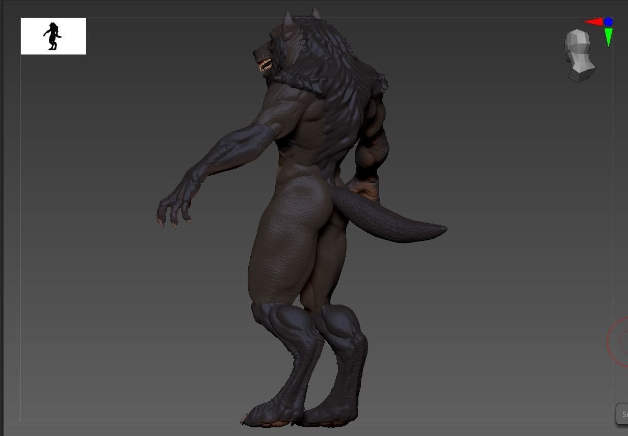 Werewolf high poly model wolf 3D model_3