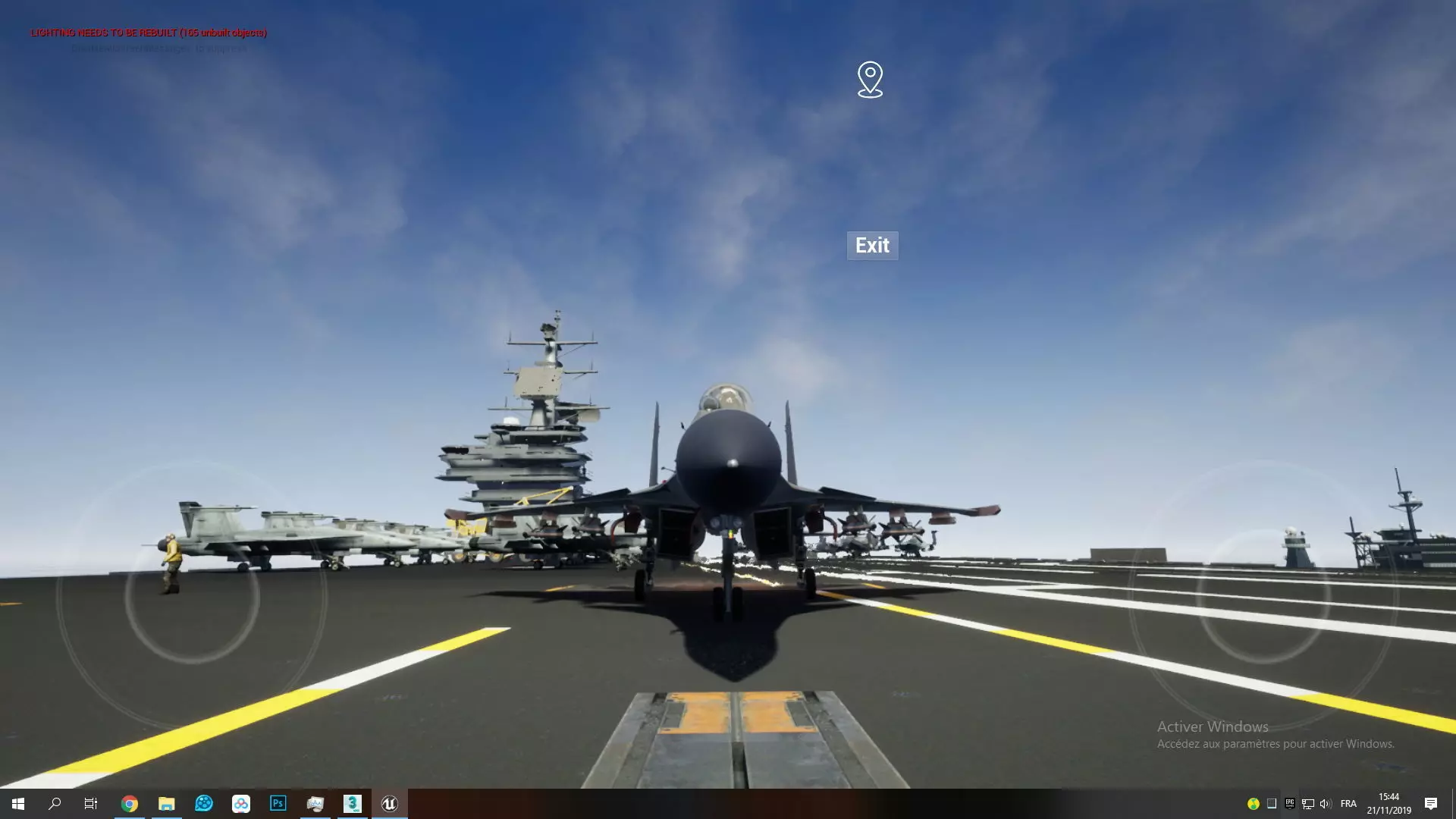 Aircraft Carrier with Fighters Pilot Props Low-poly 3D model_0