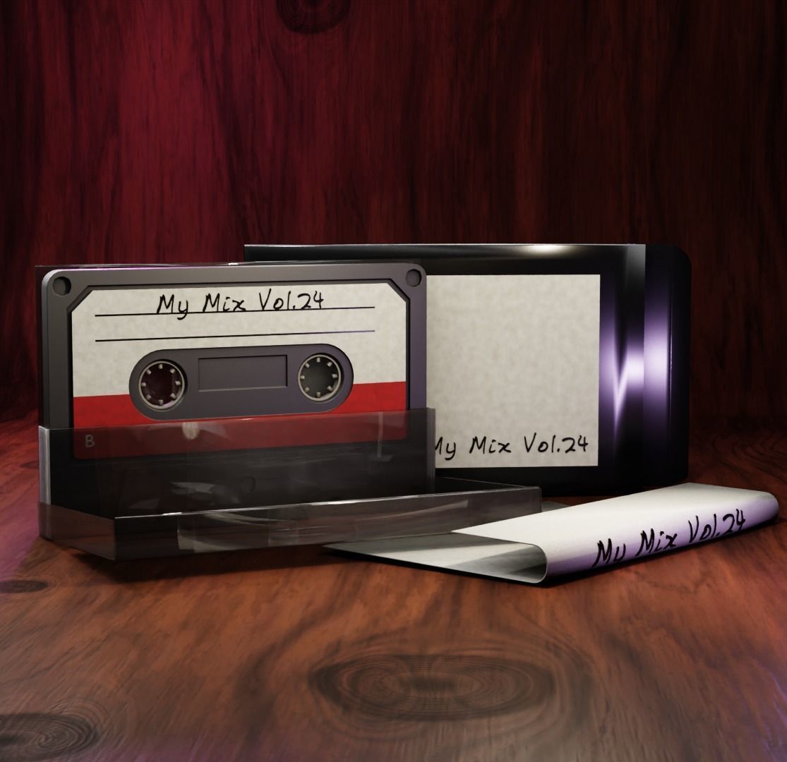 Casete with plastic cover and carboard sleeve 3D model_3