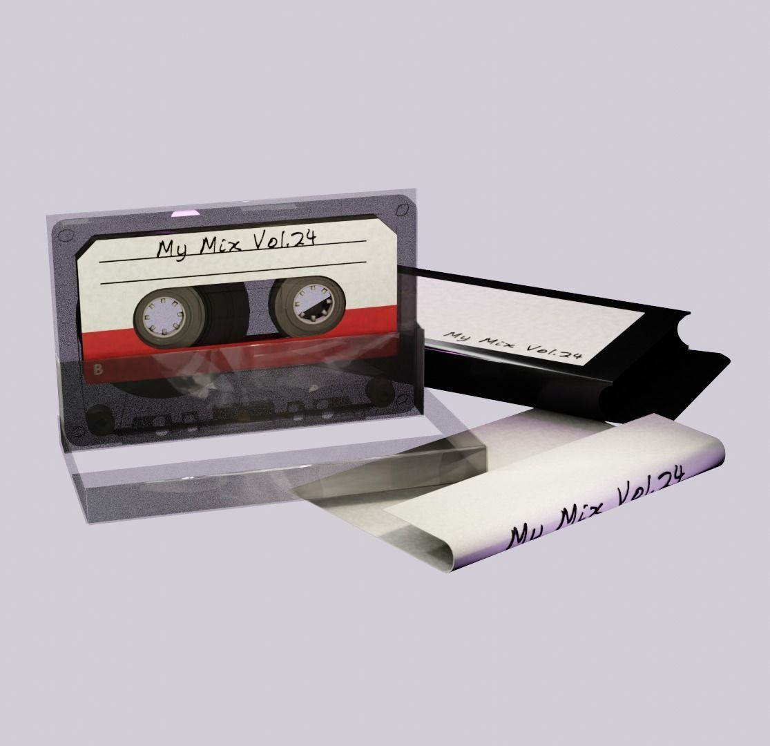 Casete with plastic cover and carboard sleeve 3D model_2