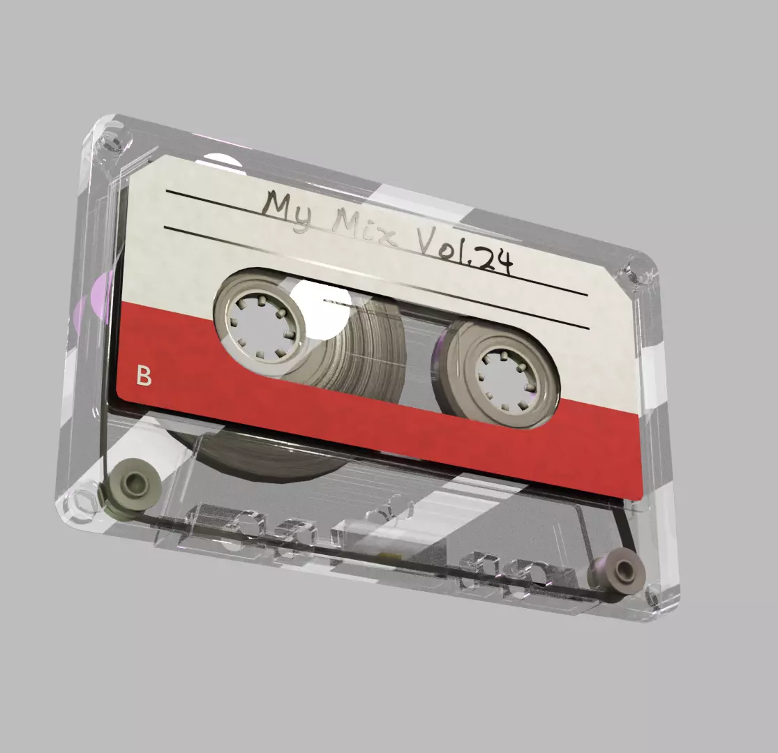 Casete with plastic cover and carboard sleeve 3D model_0