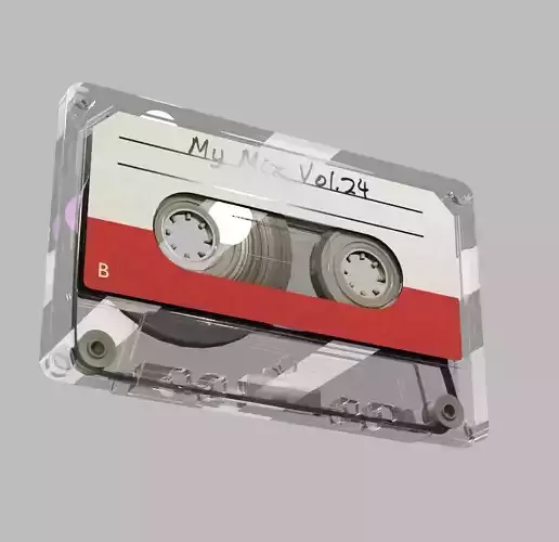 Casete with plastic cover and carboard sleeve 3D model