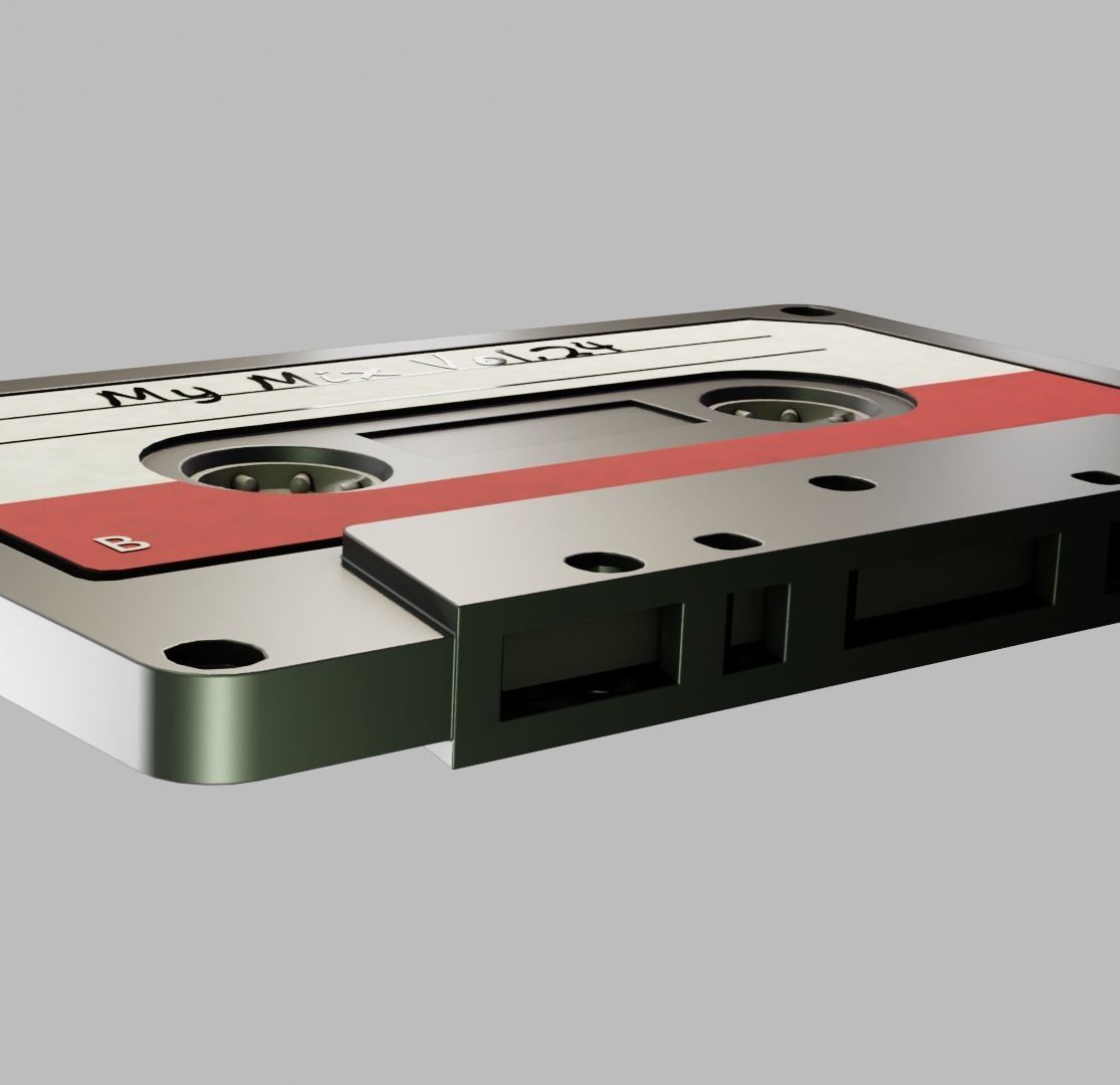 Casete with plastic cover and carboard sleeve 3D model_13