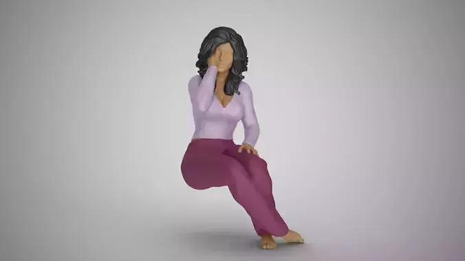 Sitting Woman Thinking 2 3D print model