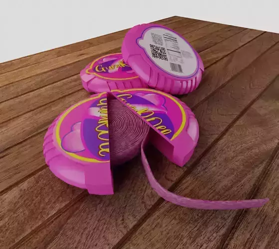 Gum roll nostalgia gum candy Low-poly 3D model
