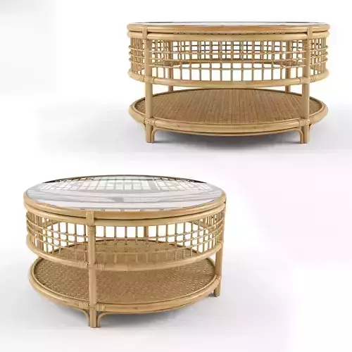 Beverly Rattan Coffee Table 3D model