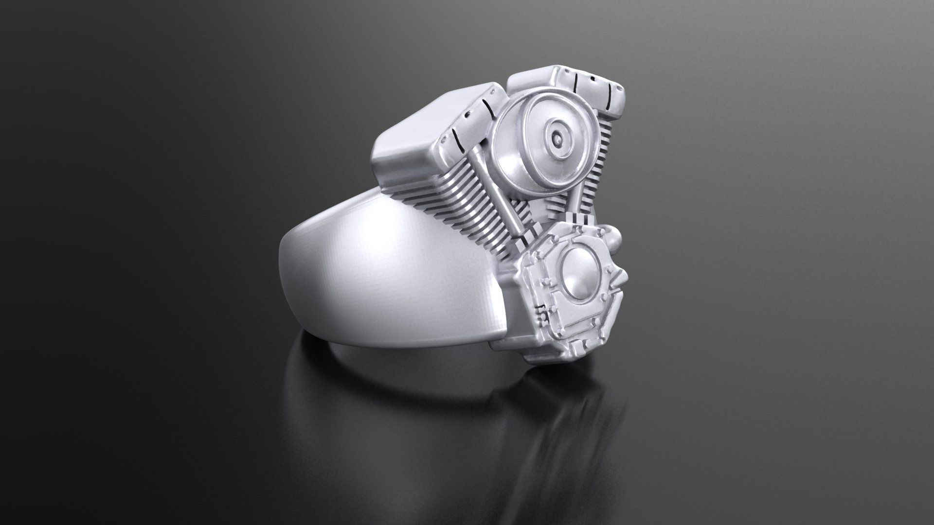 Ring Harley Davidson motors  3D print model_3