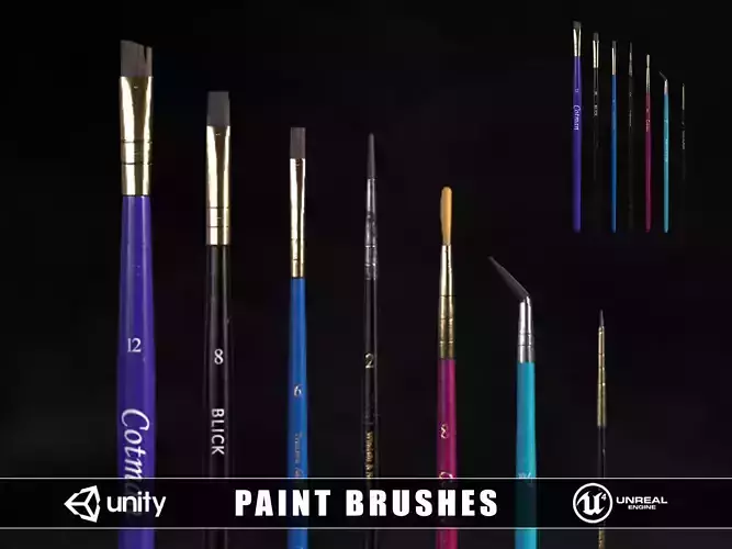 Paint Brushes Low-poly 3D model Paint Brushes Low-poly 3D model