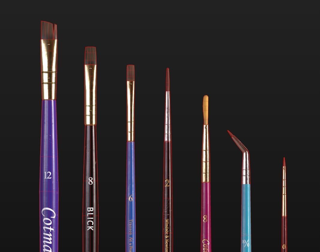 Paint Brushes Low-poly 3D model_3