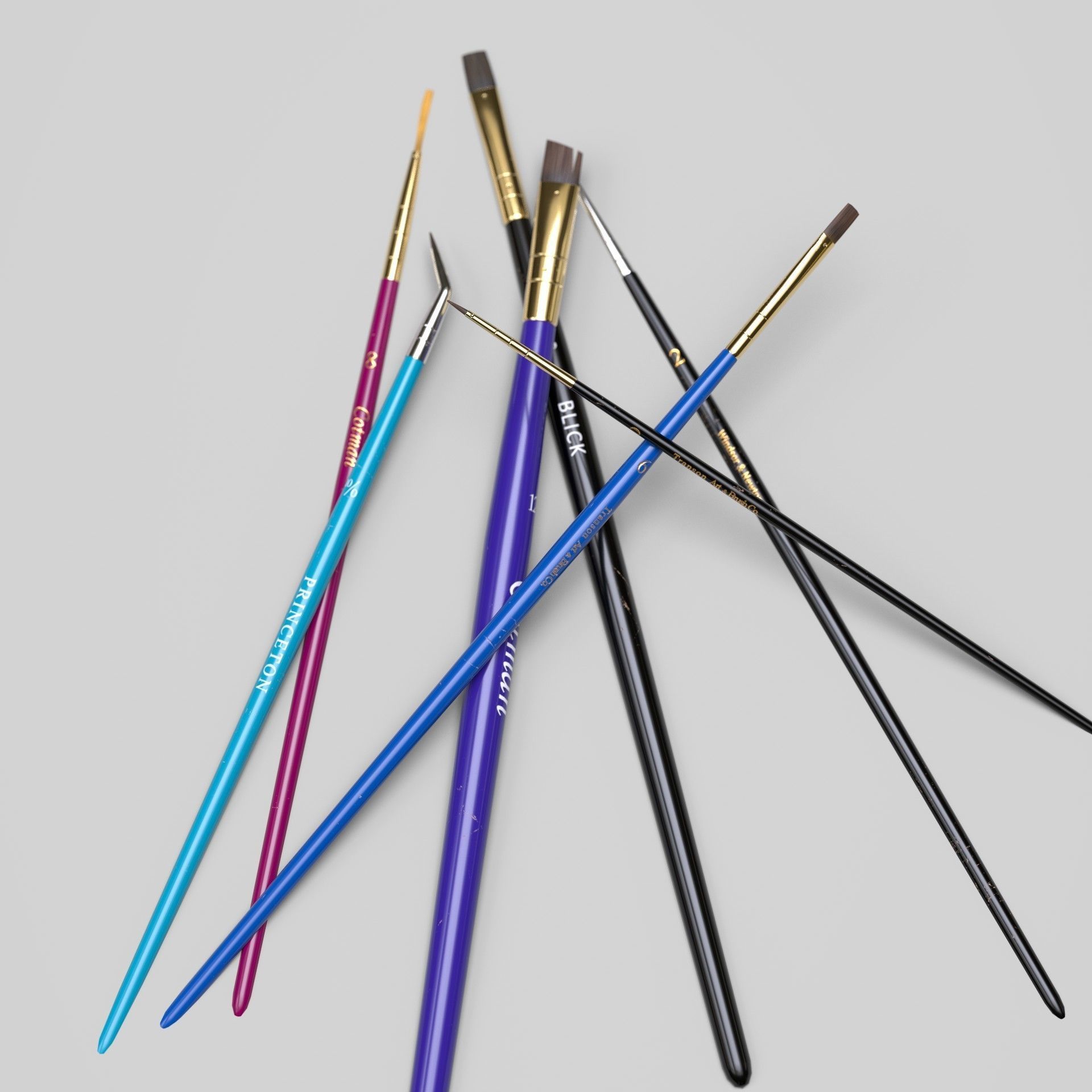 Paint Brushes Low-poly 3D model_1