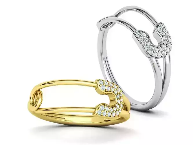 Diamond Safety Pin Ring 3dmodel 3D print model