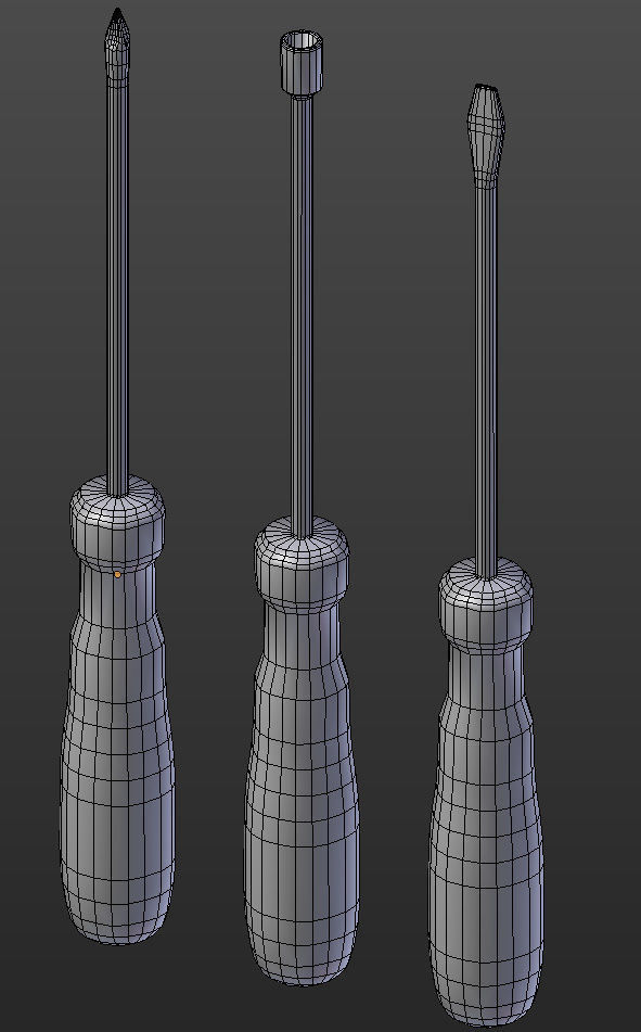 Screwdriver Set three screwdrivers Low-poly 3D model_2