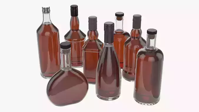 whiskey glass bottles vol1 3D Model Collection