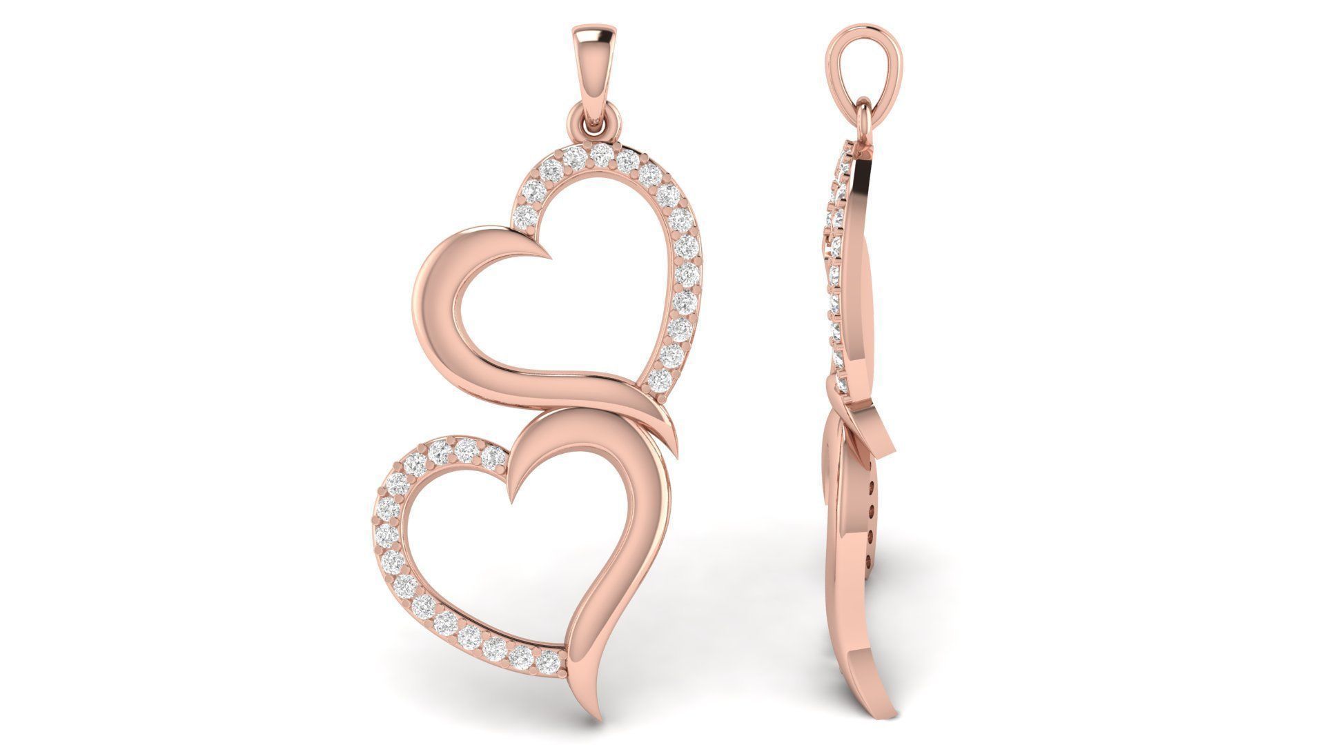 Cute Double Heart Diamond Pendant  3D print model_6