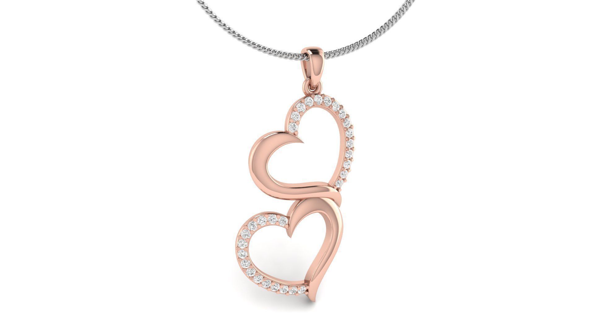 Cute Double Heart Diamond Pendant  3D print model_8