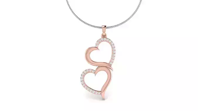 Cute Double Heart Diamond Pendant  3D print model