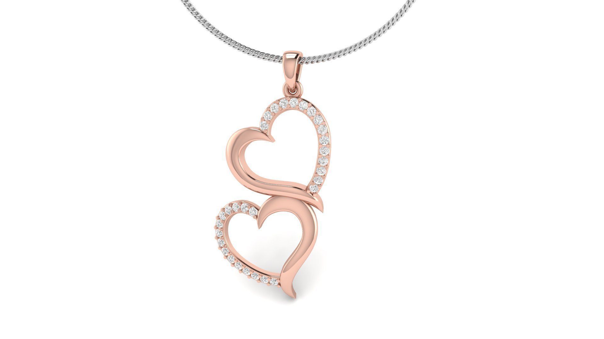 Cute Double Heart Diamond Pendant  3D print model_1