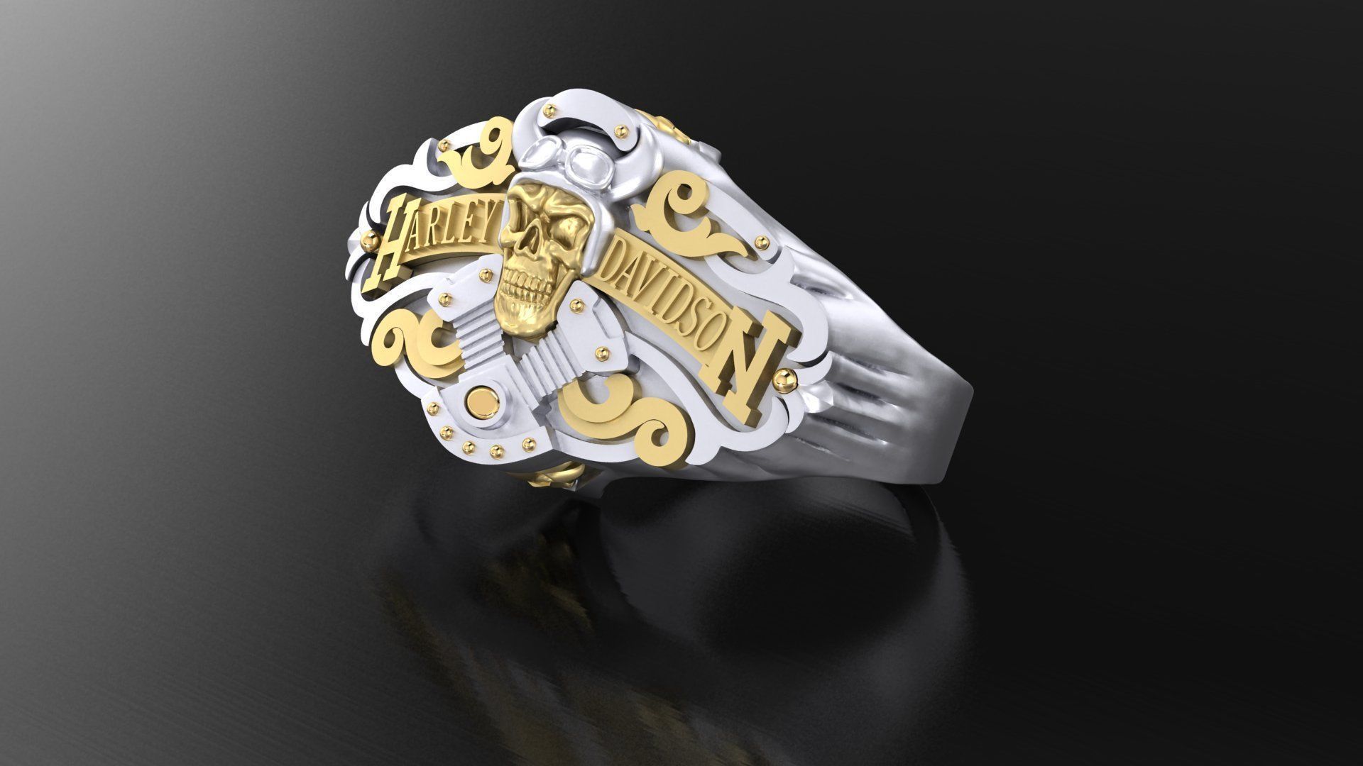 Ring Harley Davidson motors  3D print model_1