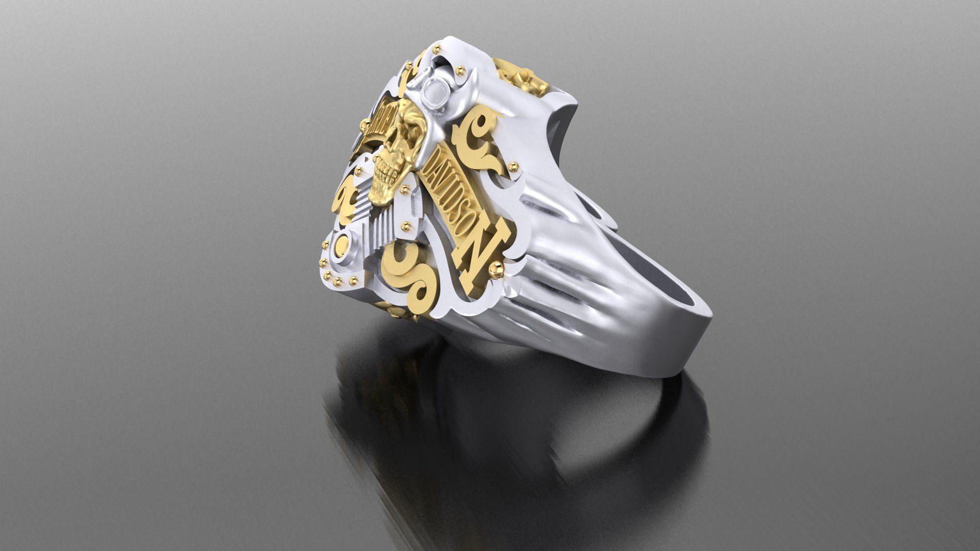 Ring Harley Davidson motors  3D print model_3