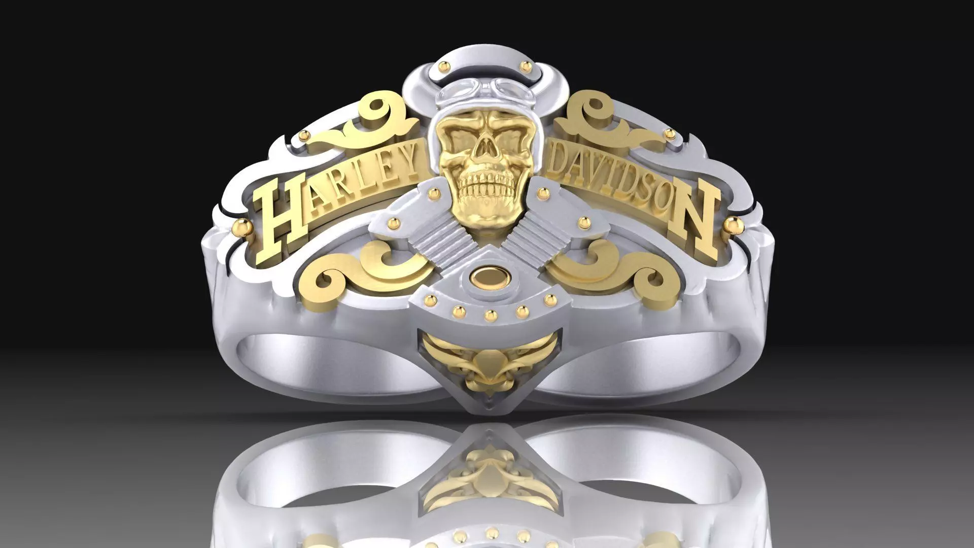 Ring Harley Davidson motors  3D print model_0