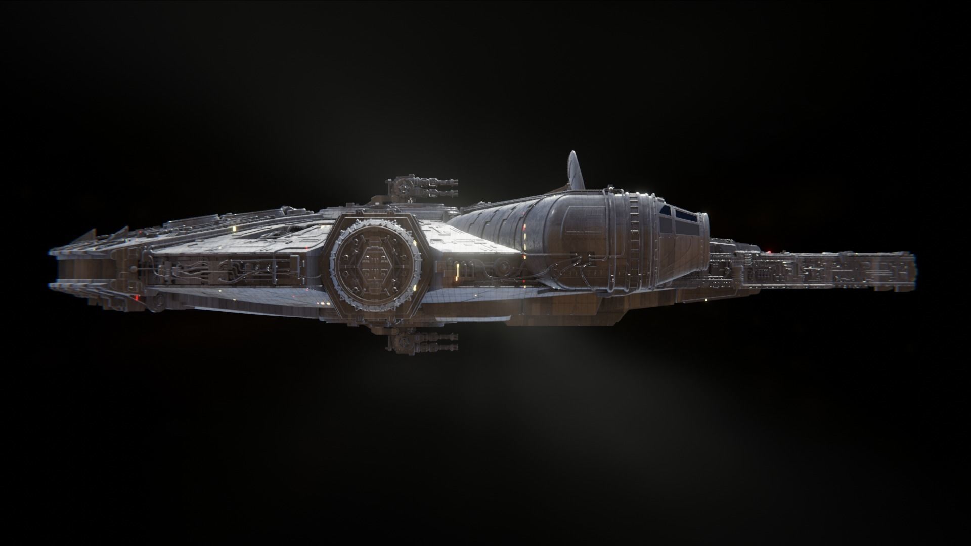 Millennium Falcon - Game Ready Low-poly 3D model_11