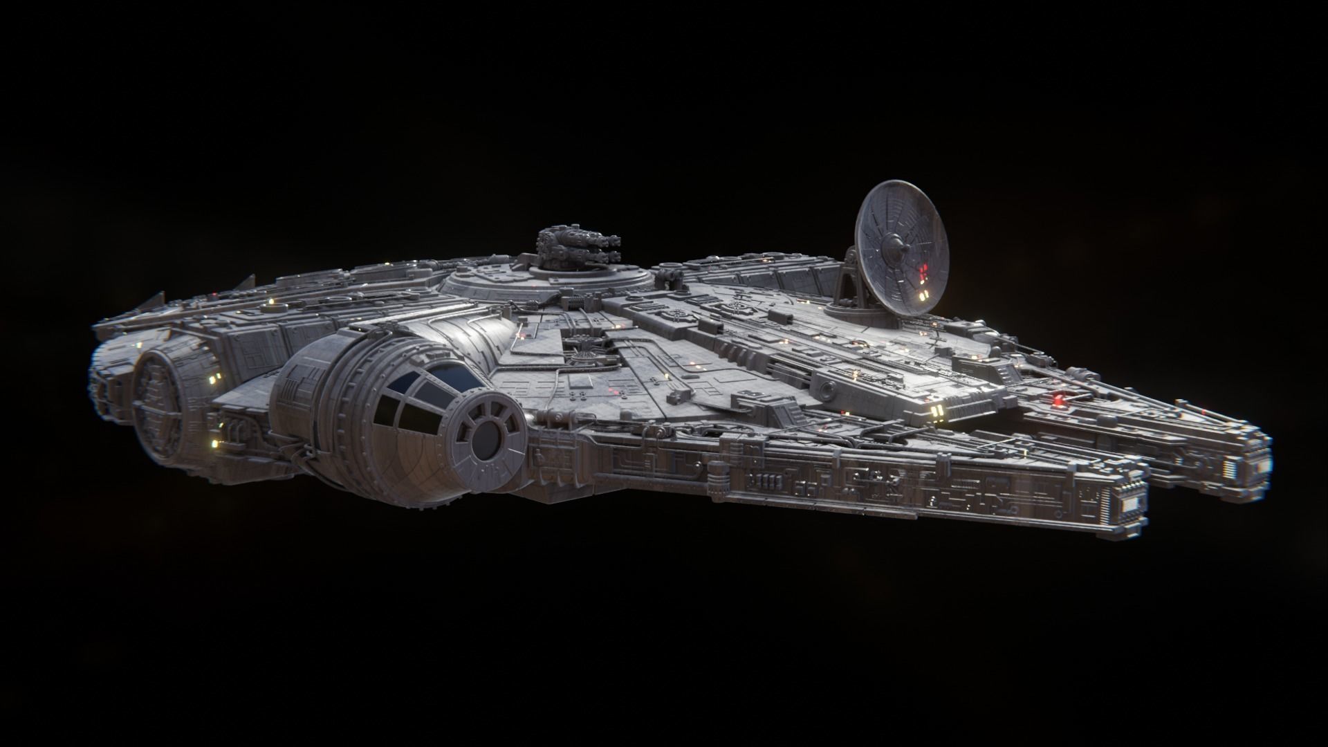 Millennium Falcon - Game Ready Low-poly 3D model_10