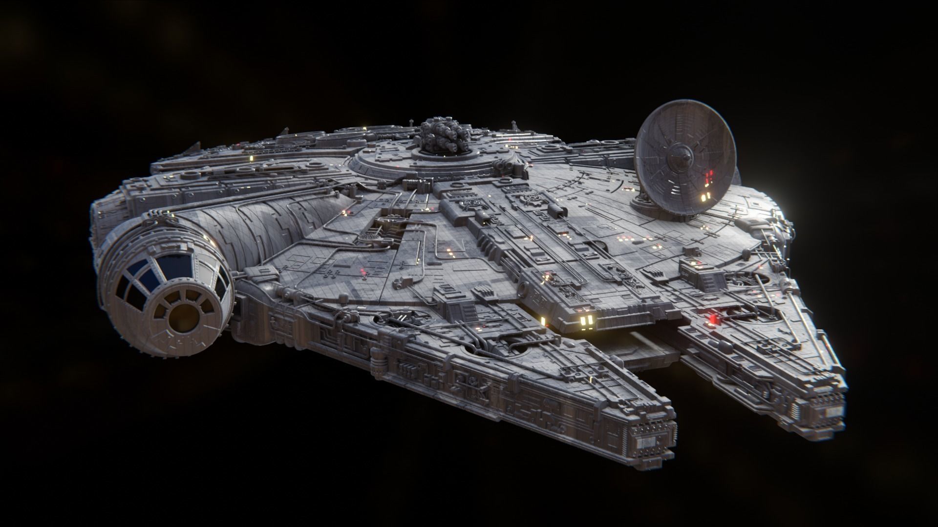 Millennium Falcon - Game Ready Low-poly 3D model_9