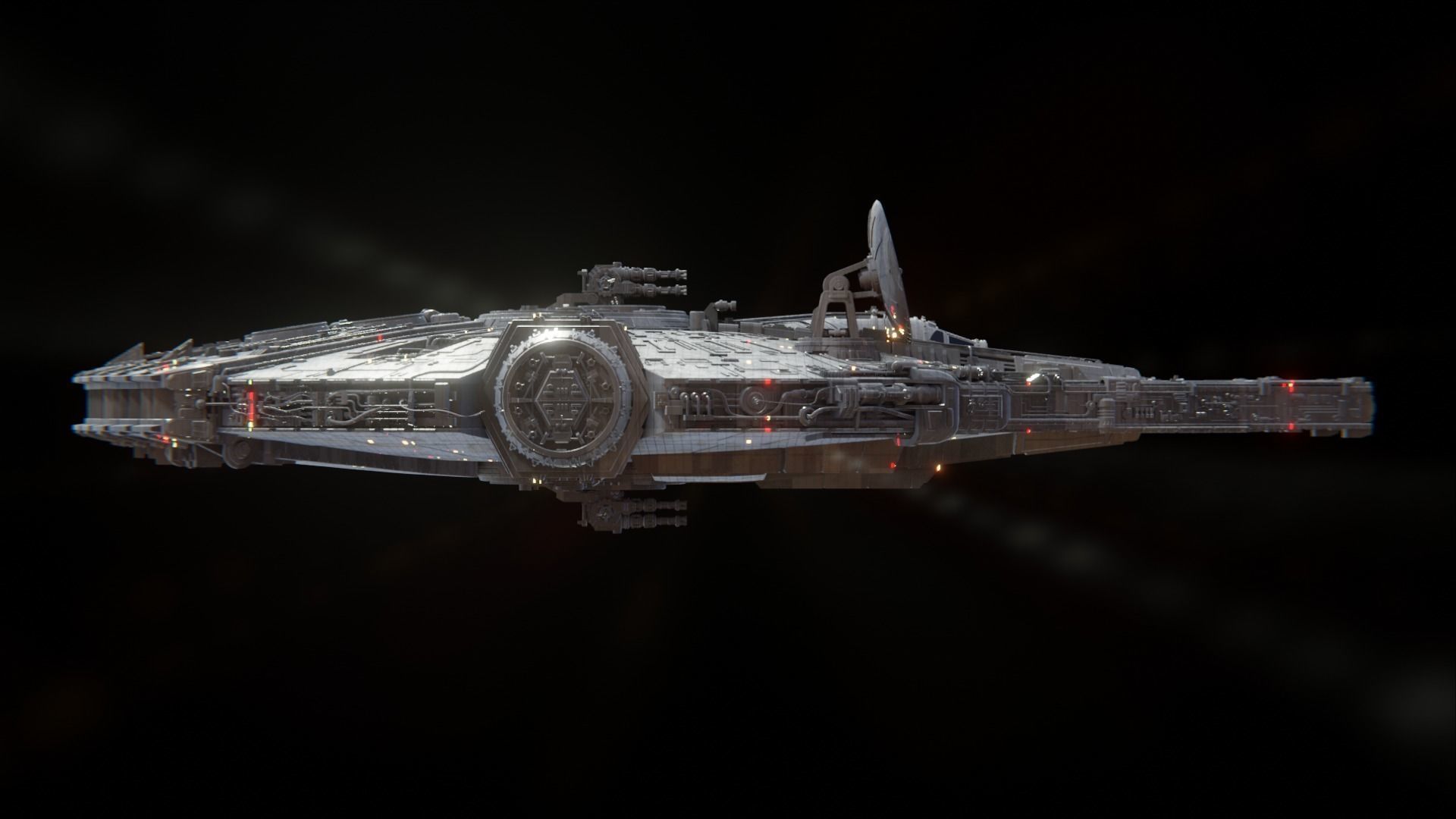 Millennium Falcon - Game Ready Low-poly 3D model_15