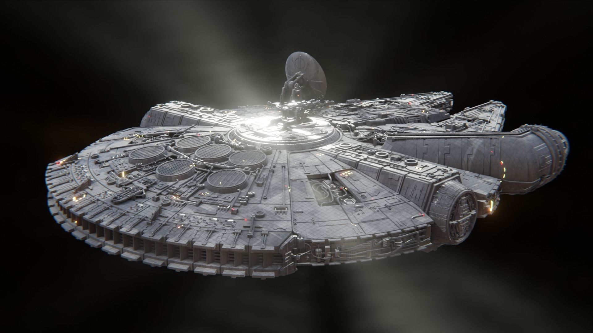 Millennium Falcon - Game Ready Low-poly 3D model_12