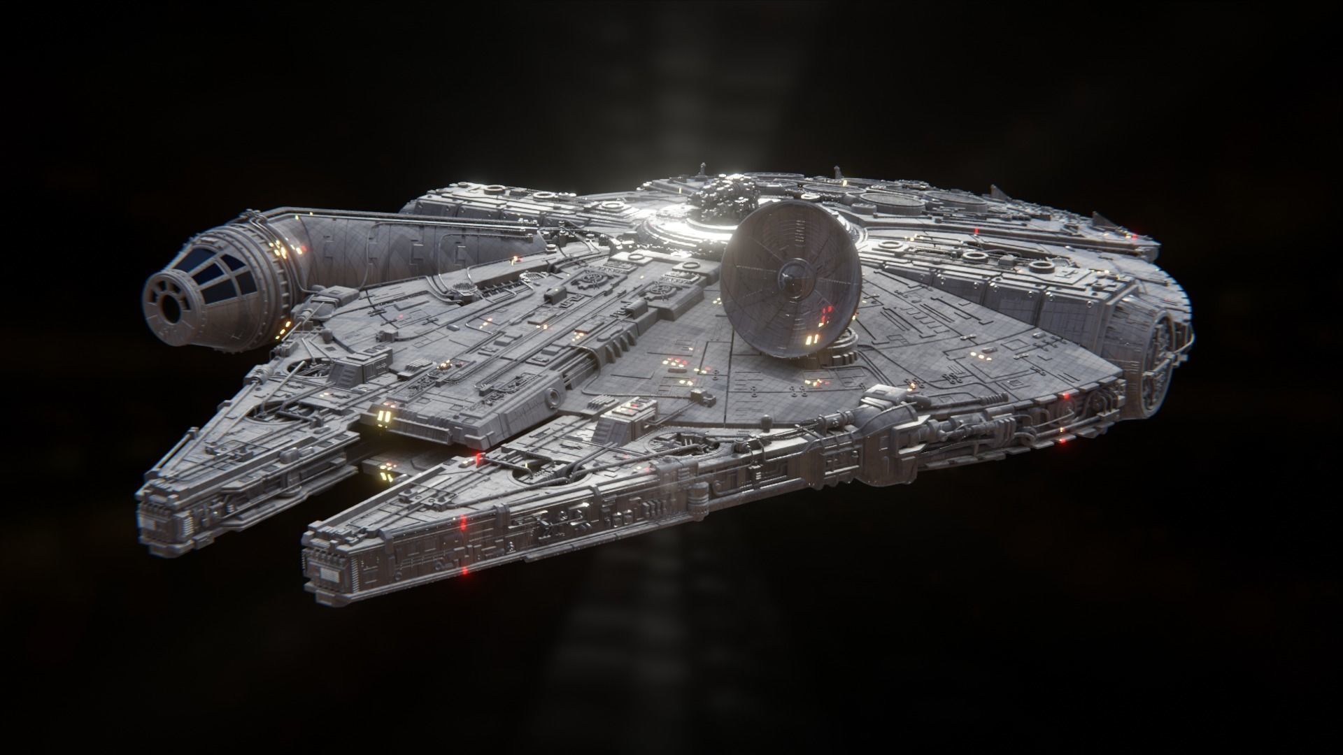 Millennium Falcon - Game Ready Low-poly 3D model_16