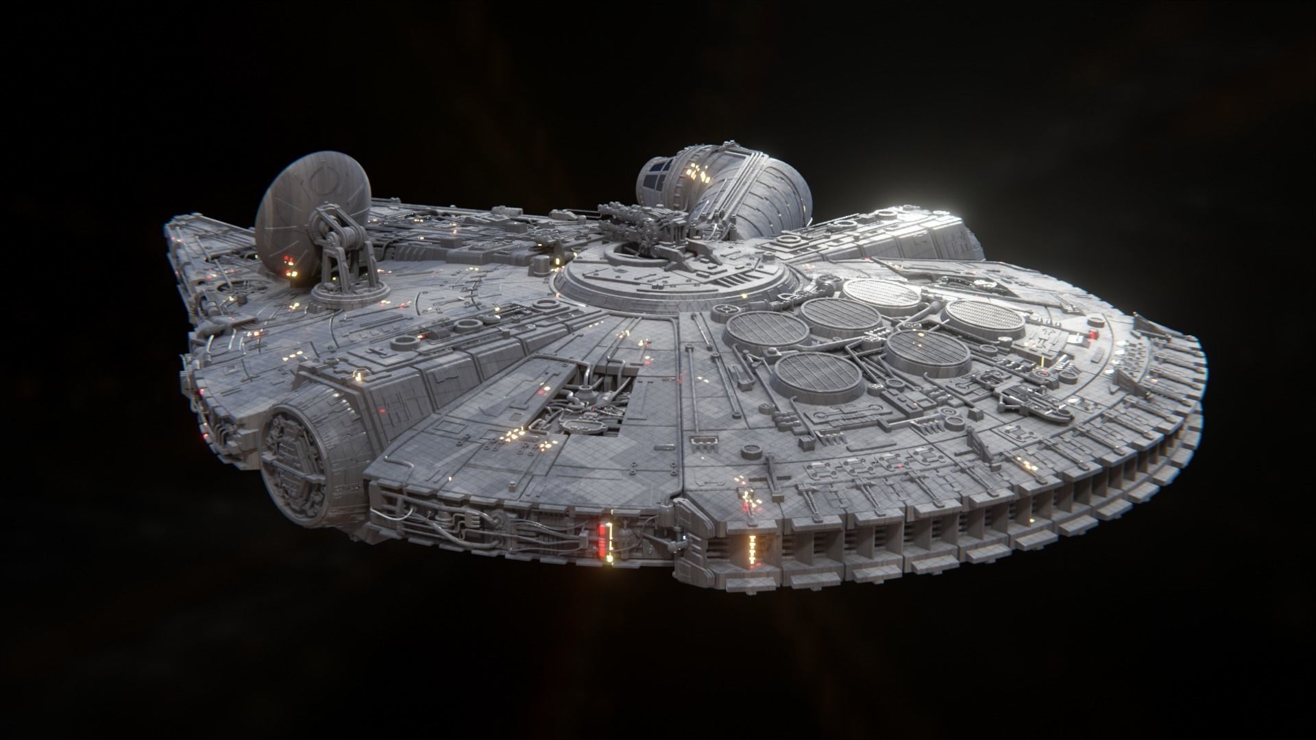 Millennium Falcon - Game Ready Low-poly 3D model_14