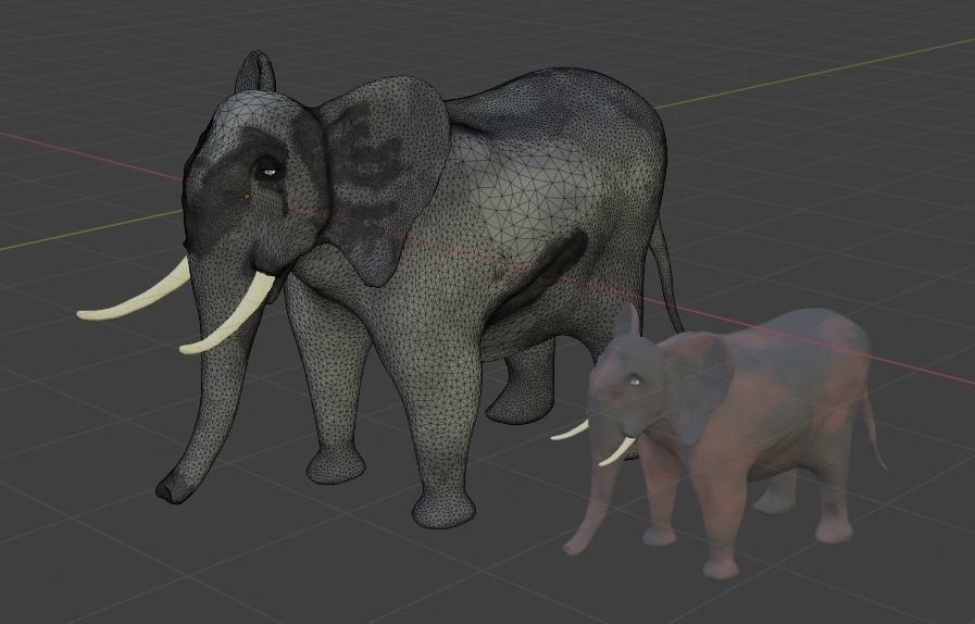 Elephant two elephants 3D model_6