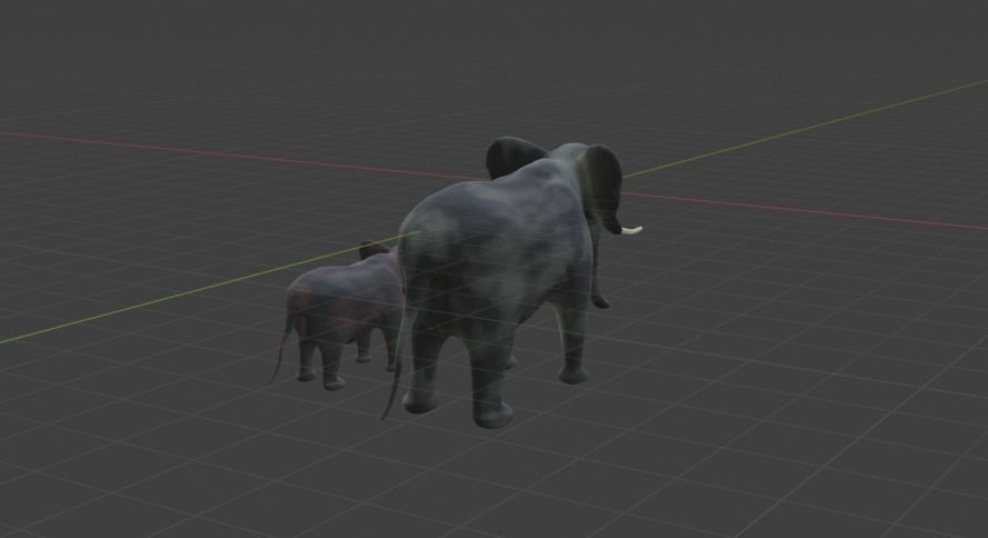 Elephant two elephants 3D model_5