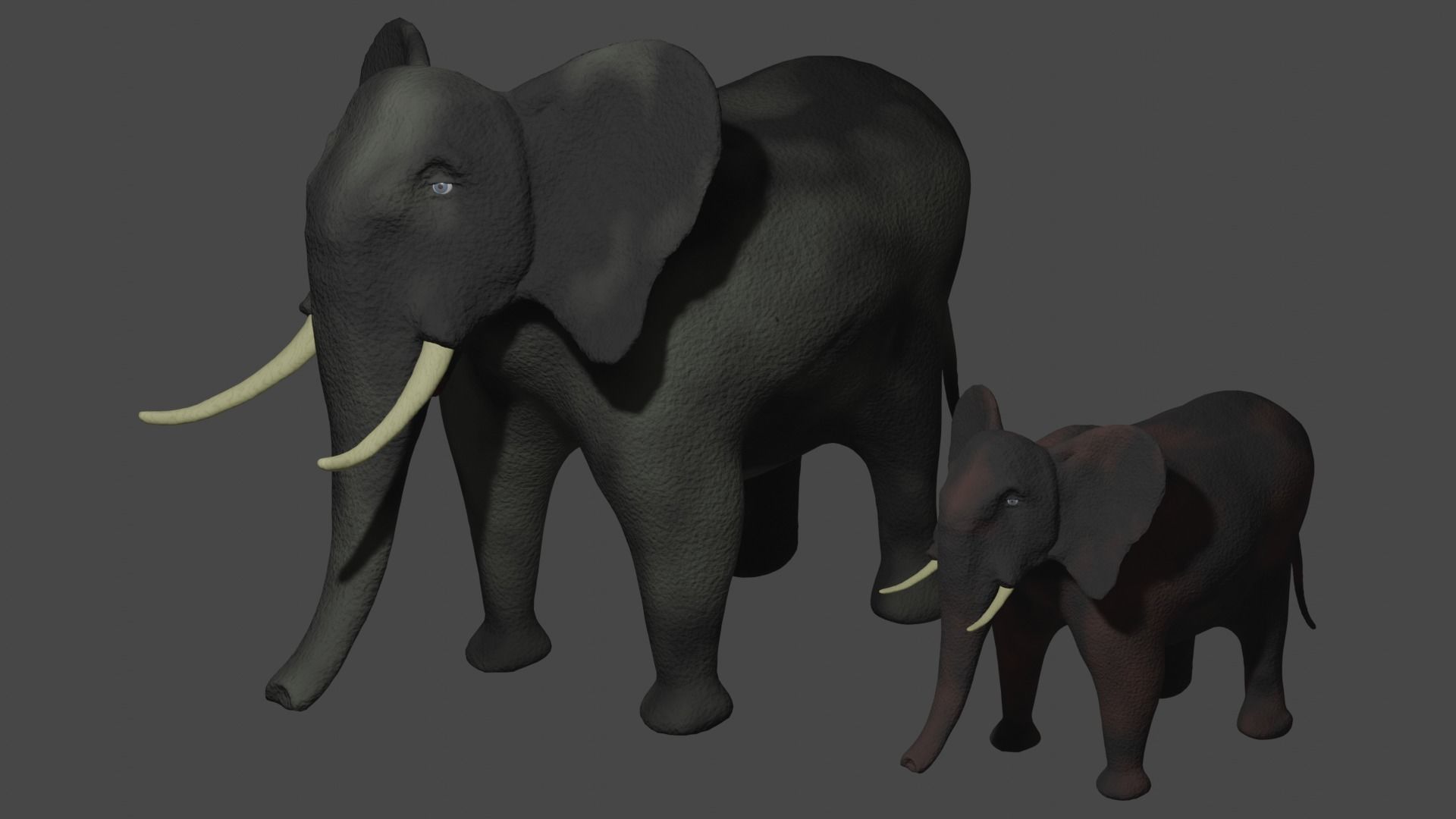Elephant two elephants 3D model_1