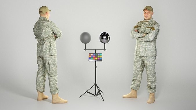 Soldier in American military uniform smiling 207 Low-poly 3D model