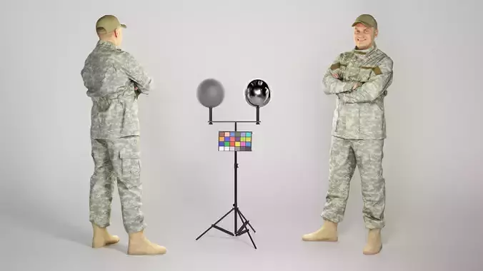 Soldier in American military uniform smiling 207 Low-poly 3D model