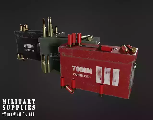 Military Supplies Pack - Cartridges Box  Low-poly 3D model