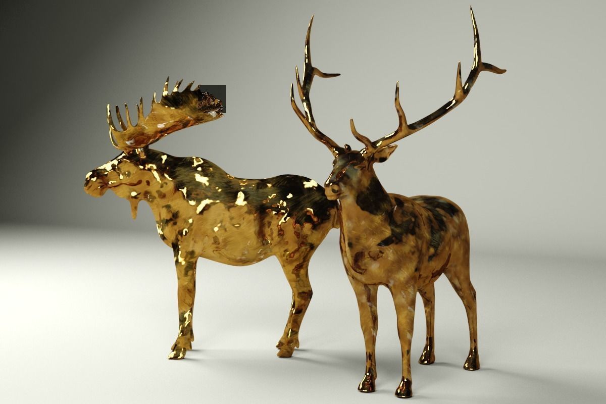 Deer-Elk Sculpture 3D model_1