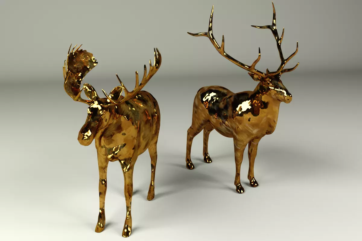 Deer-Elk Sculpture 3D model_0