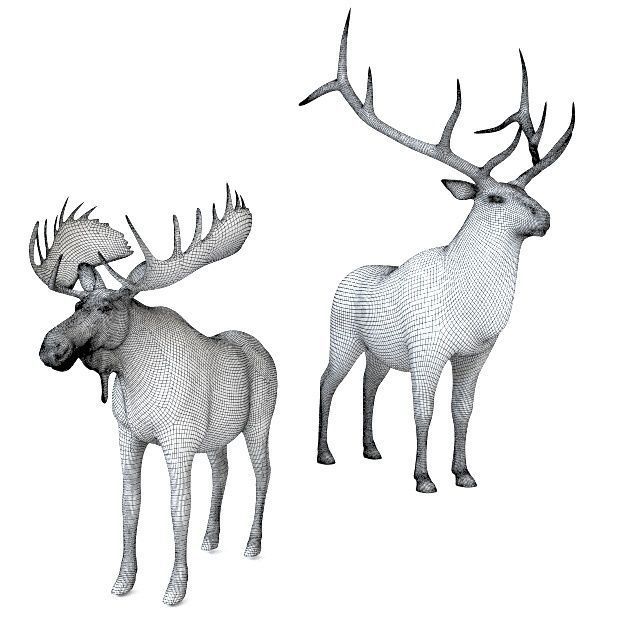 Deer-Elk Sculpture 3D model_4