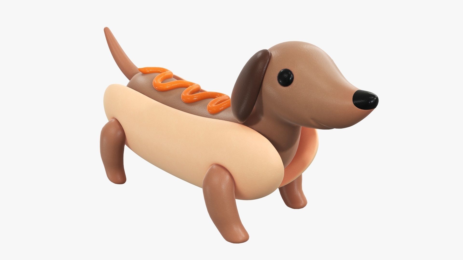 Puppy dachshund in hot dog bun 3D model CGTrader