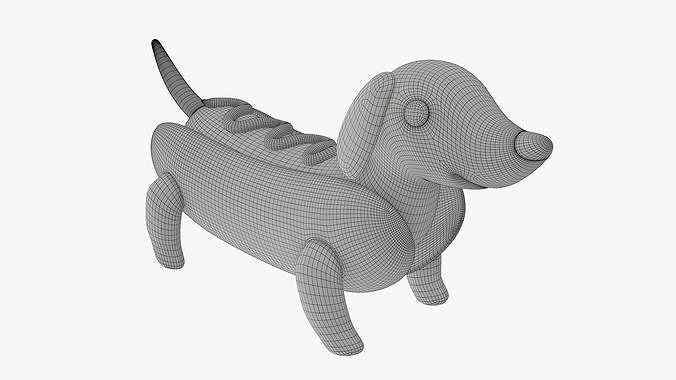 Puppy dachshund in hot dog bun 3D model 6