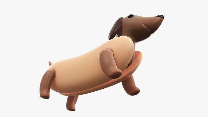 Puppy dachshund in hot dog bun 3D model 4
