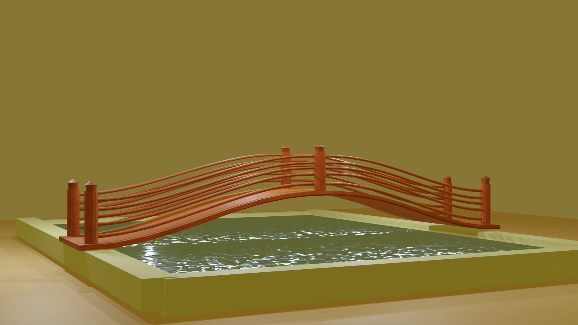 bridge across a pool Free 3D model_9